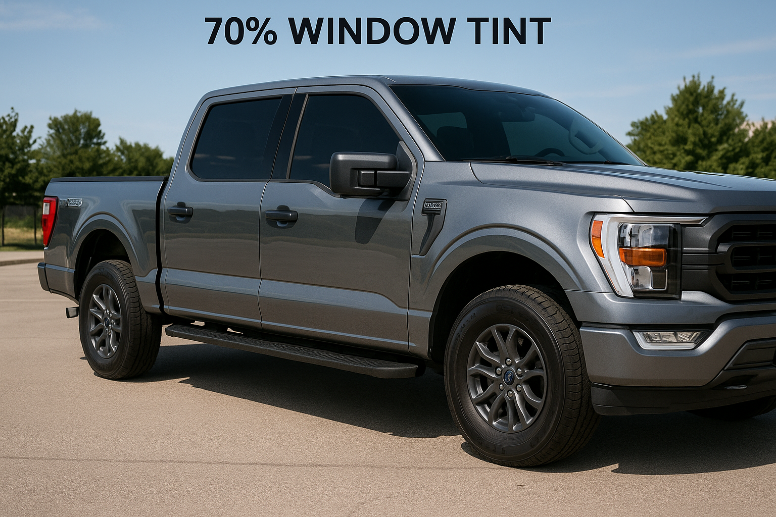 a truck that has 70% tint installed on its windows